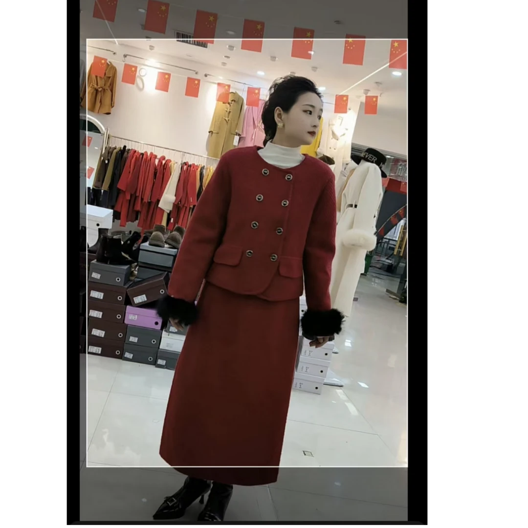 016#秋冬新款时尚轻奢气质小香风+半身裙套装