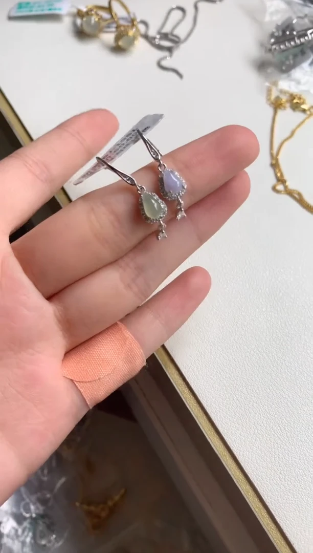 银S925镶嵌戒指翡翠耳饰1