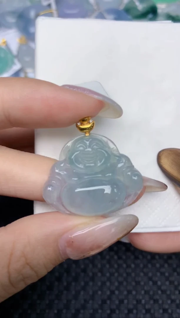 颈饰18K金镶嵌翡翠天然缅甸翡翠a货百元以上9元证书费自理