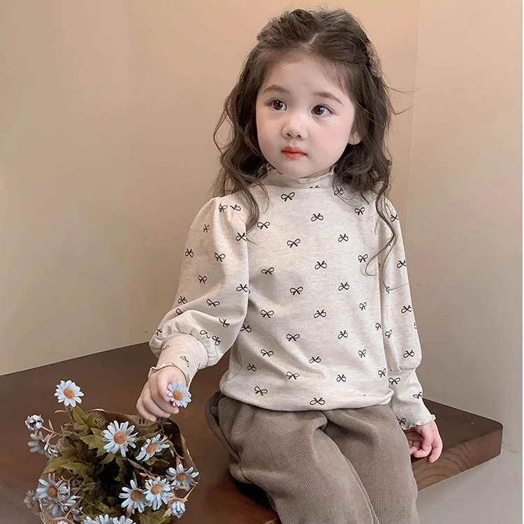 女童薄绒打底衫秋冬2025新款小童冬季可爱弹力长袖保暖深秋上衣潮