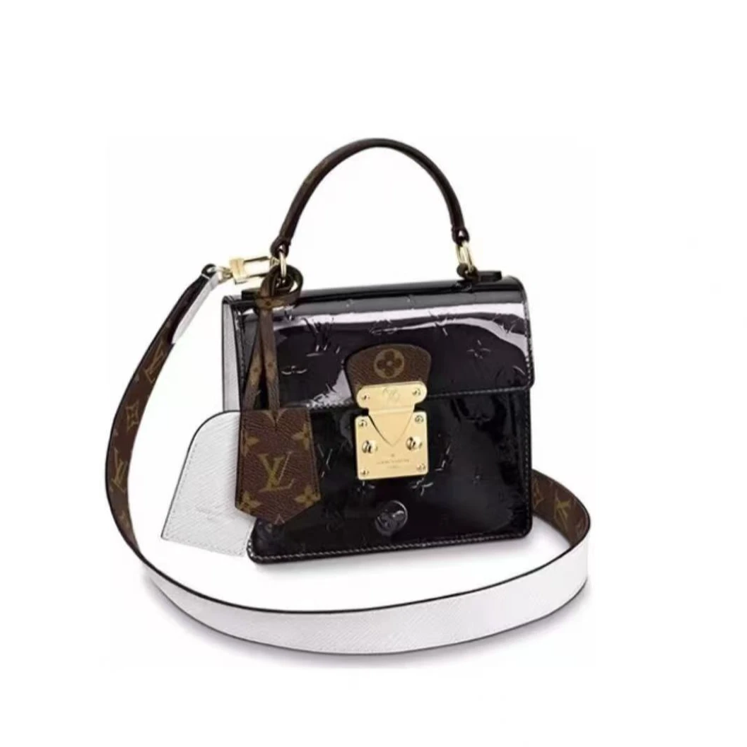 95新 LouisVuitton/路易威登 安洁利 LV漆皮邮差包单肩包
