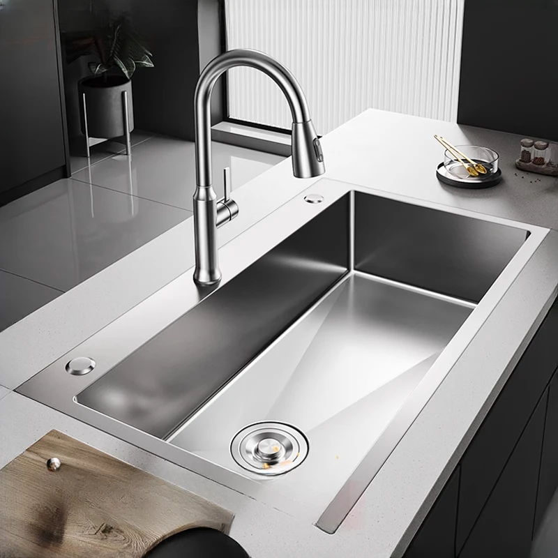 洗菜盆大单槽厨房水槽sus304不锈钢大单槽台下盆加厚洗碗槽洗菜池