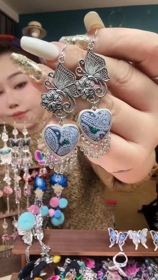 刺绣纯手工民族风刺绣耳环