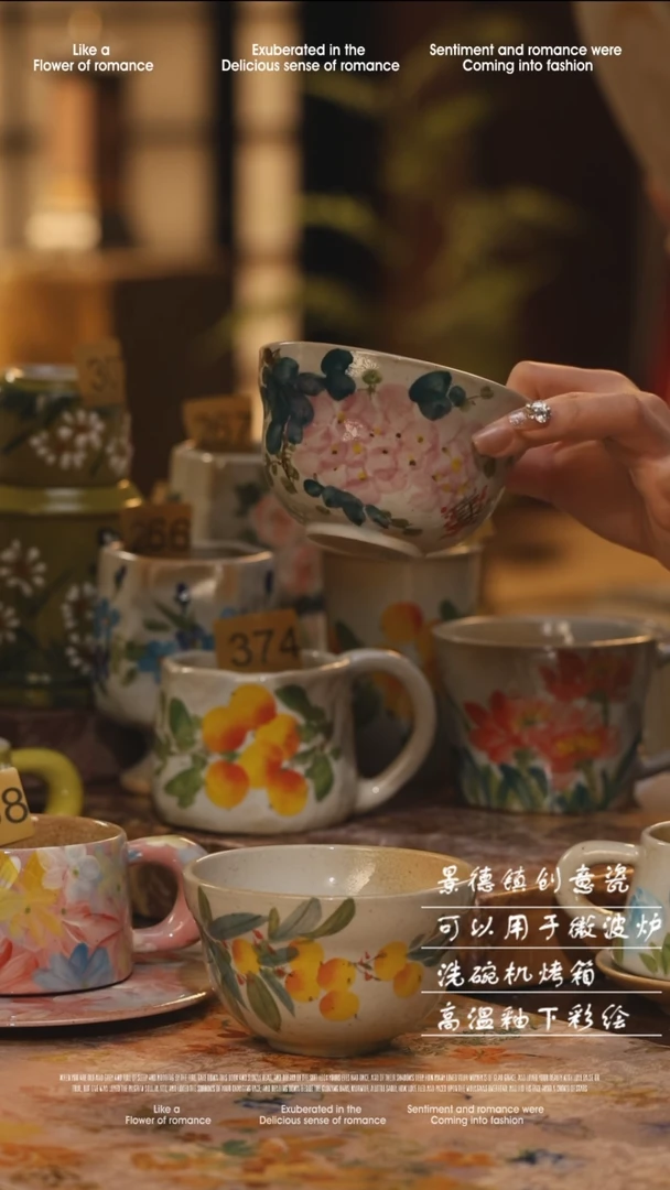 陶瓷景德镇高温手绘釉下彩绘设计师款式