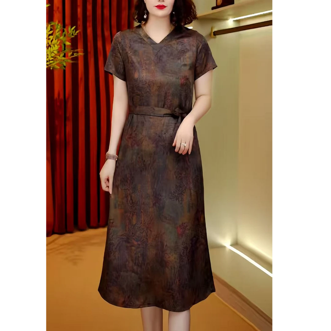 2937【芳】夏季百搭时尚简约休闲显瘦遮肉减龄连衣裙