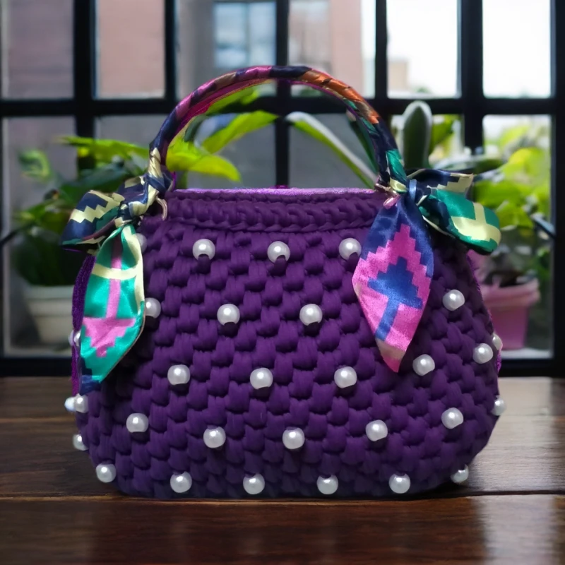 纯手工钩织珠珠时尚包