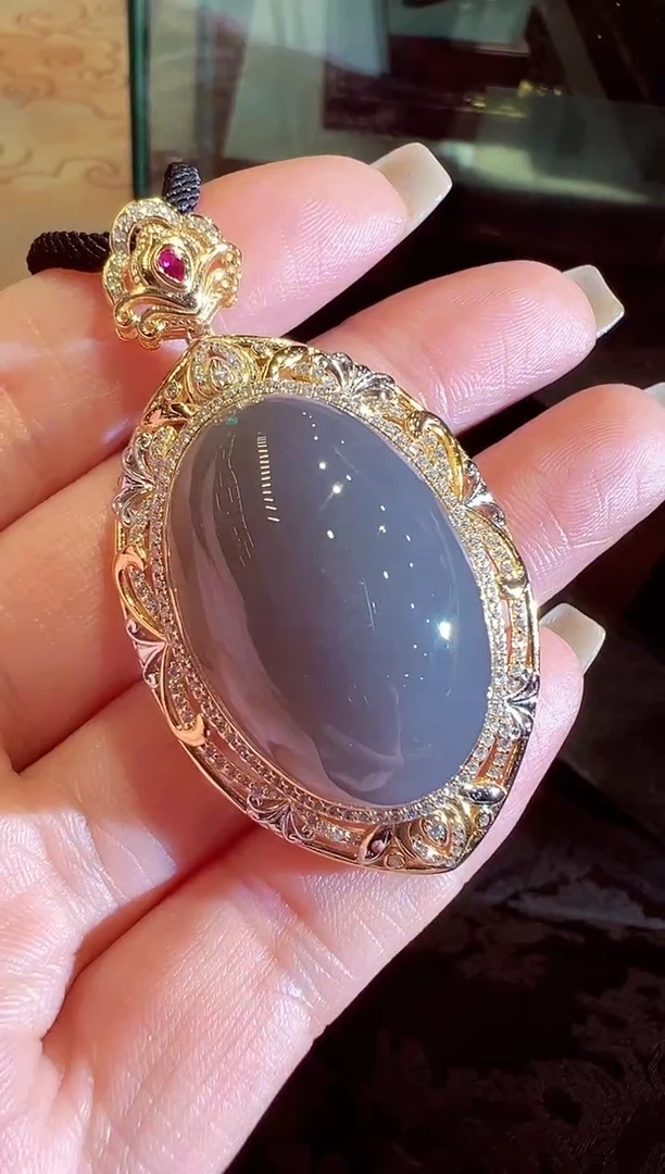 颈饰银S925镶嵌和田玉和田玉吊坠