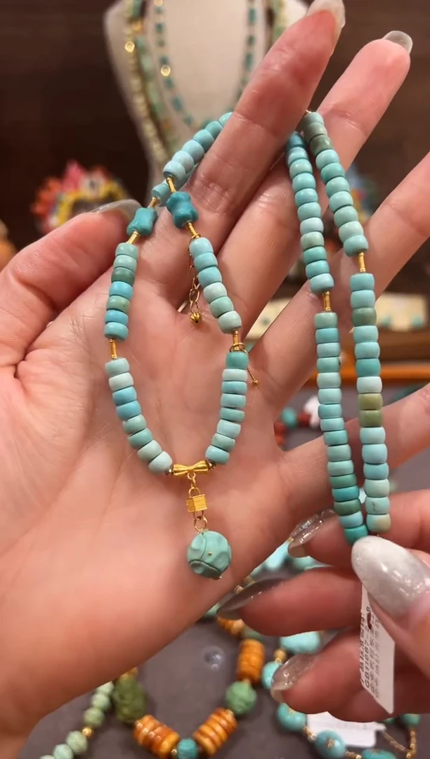 绿松石18K金镶嵌颈饰绿松石项链