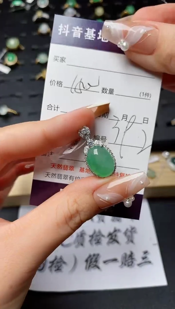 翡翠银S925镶嵌颈饰...........