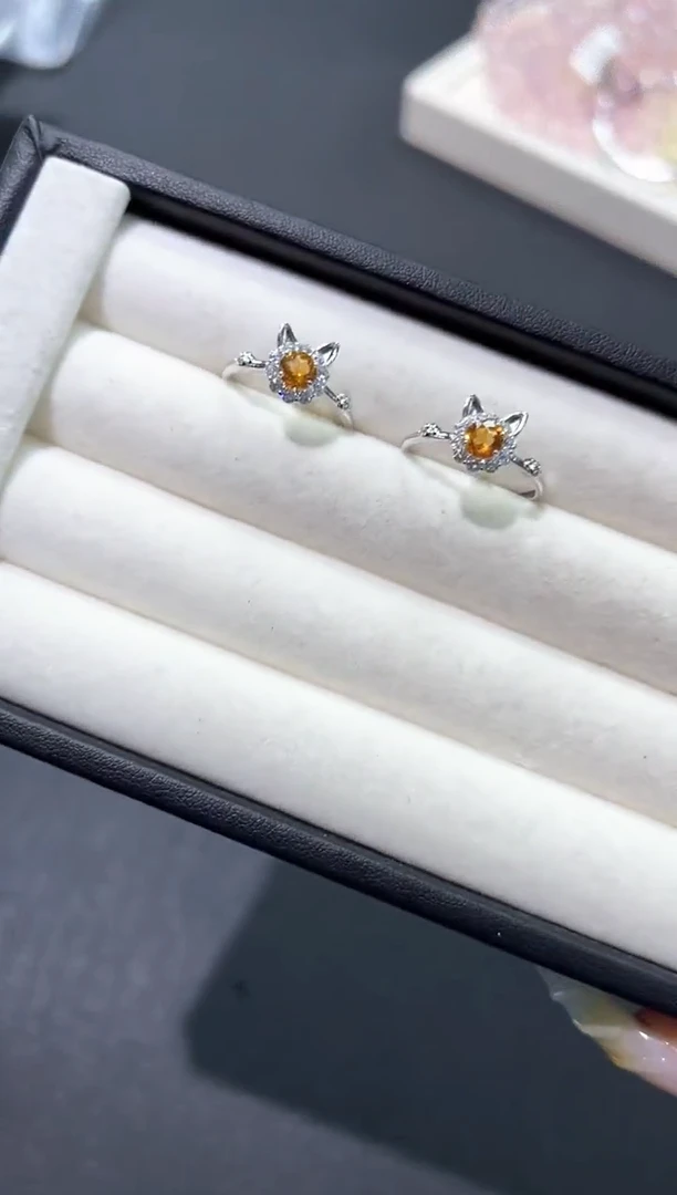 黄晶戒指银S925镶嵌37c多样性发其一【1个】