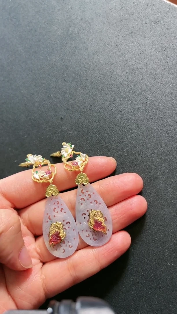 【闪购商品】翡翠耳饰银S925镶嵌支持48小时鉴赏