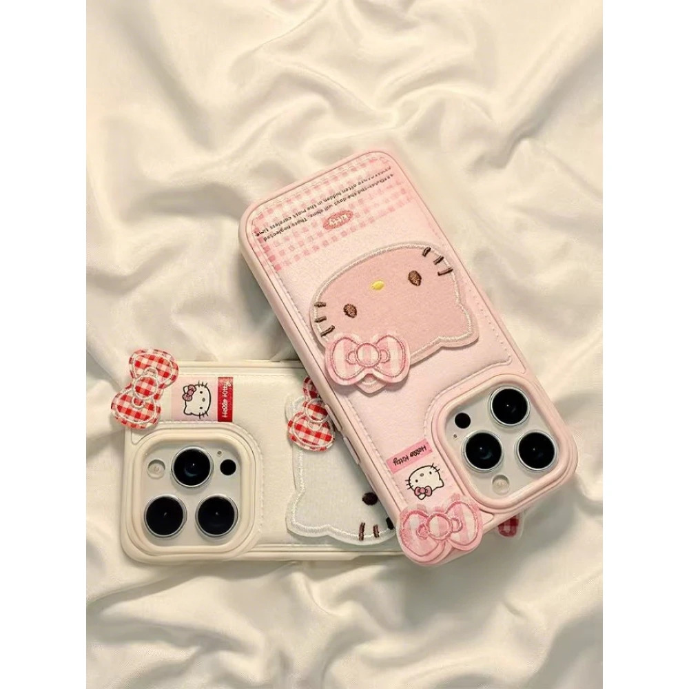 红白格纹kt猫适用于苹果17promax手机壳16pro/15/14新款13/12女壳