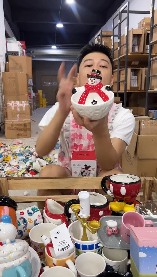 瓷片原盒雪人碗