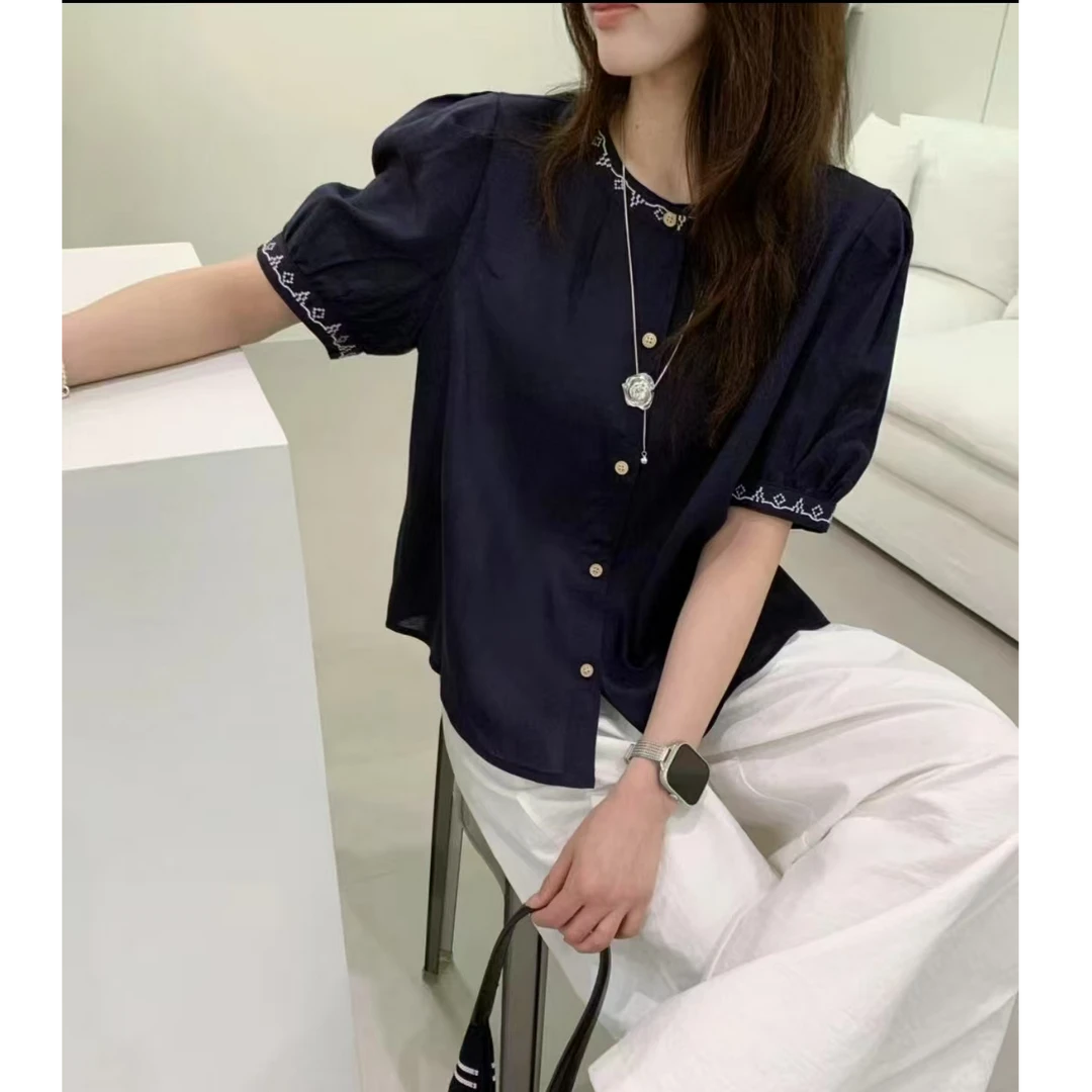 【菲菲爱穿搭】2025夏季薄款亚麻衬衫女气质显瘦时尚百搭小衫