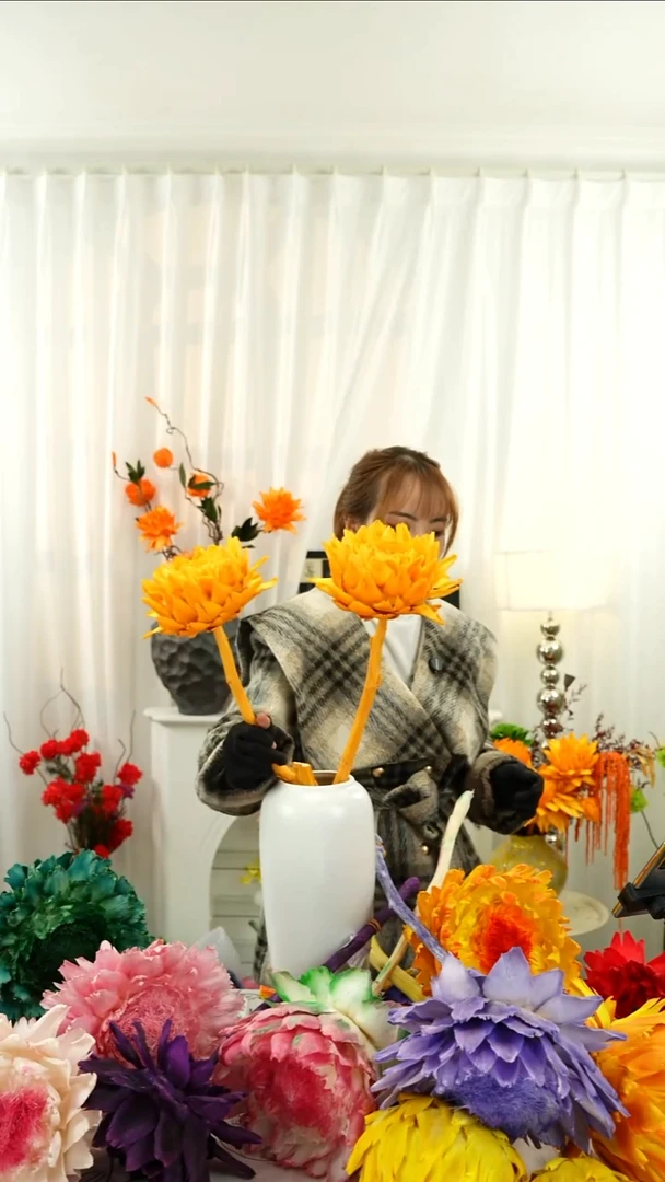 永生洋蓟 霸王花  两个头【落日橙】  A457