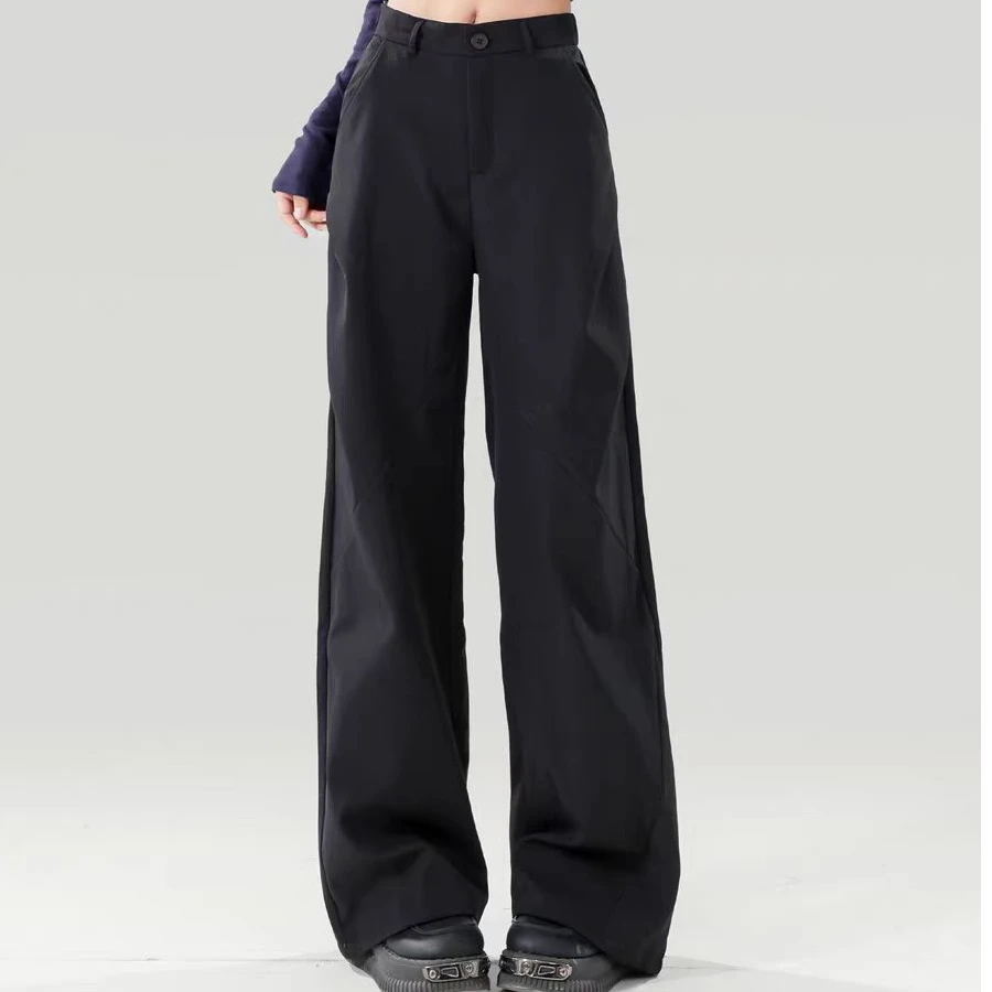 高腰拼接宽松工装阔腿裤#8732