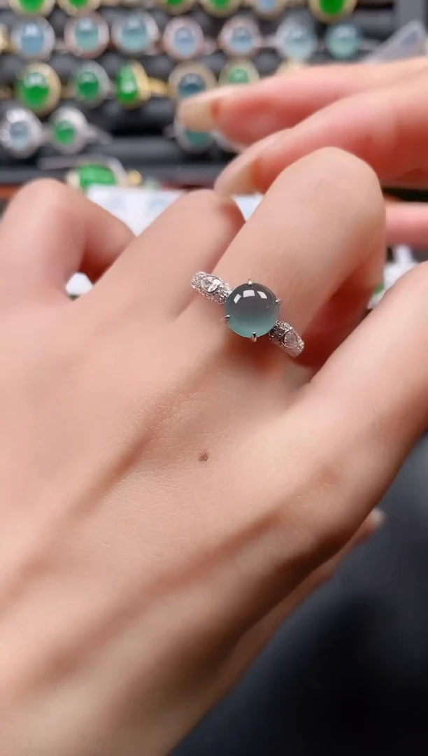 银S925镶嵌戒指翡翠111