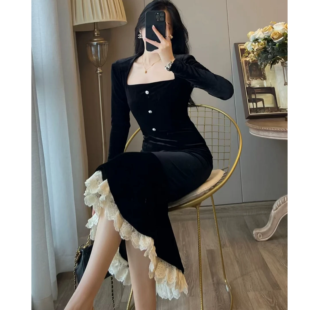 【钟意】H053黑色连衣裙QX0269