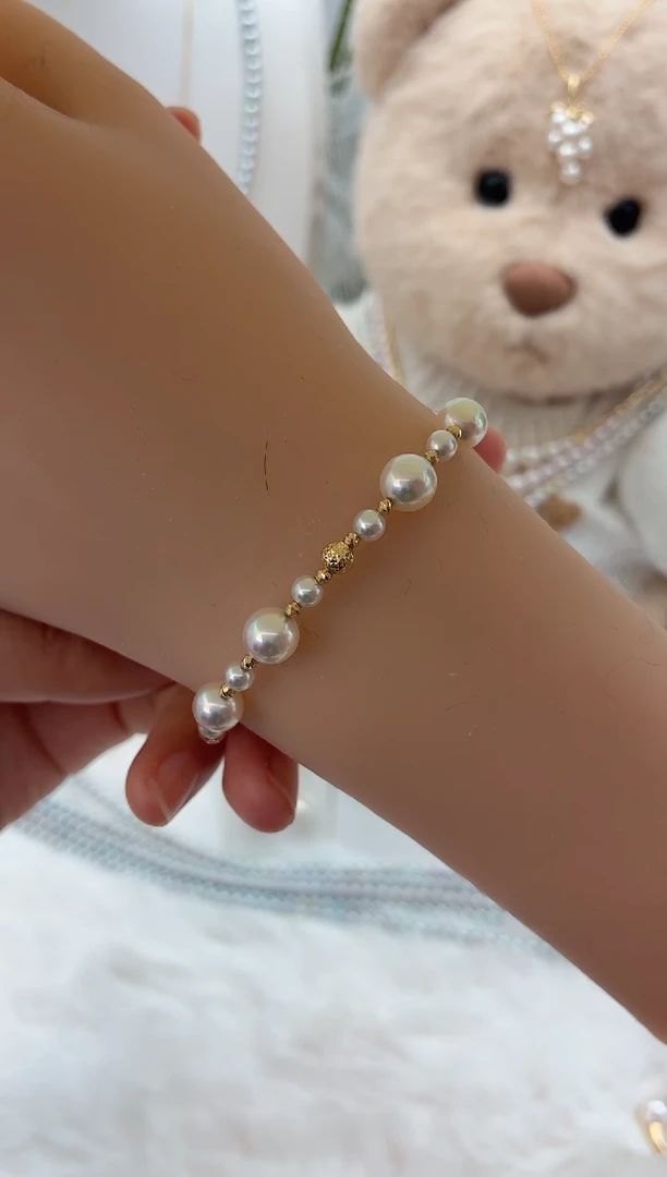 海水珍珠18K金镶嵌手绳设计款手链