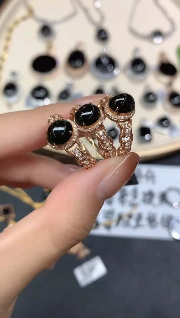 18K金镶嵌戒指翡翠戒指多样性发货一件A4|2980