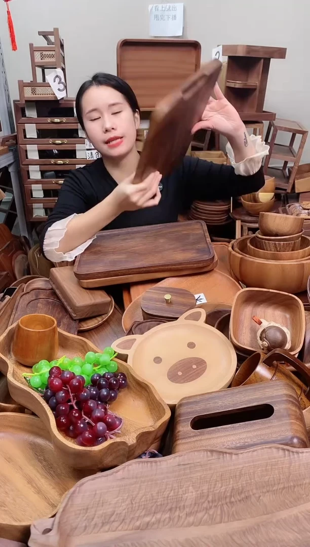 木 南美胡桃木带手抓槽托盘35*24*2cm