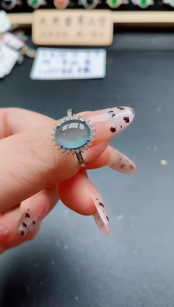 银S925镶嵌戒指翡翠1