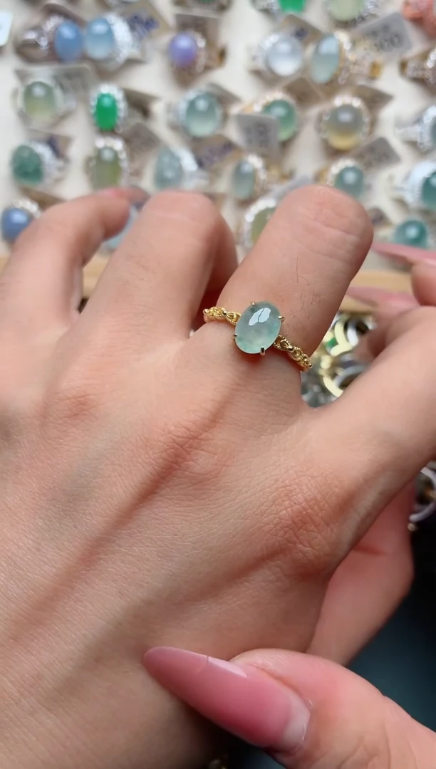 银S925镶嵌戒指翡翠.