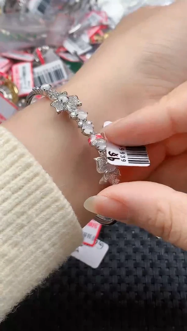 银S925镶嵌戒指翡翠天然A货缅甸翡翠