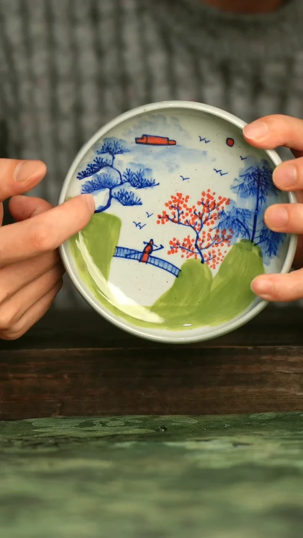 陶瓷青诗集手工手绘瓷器