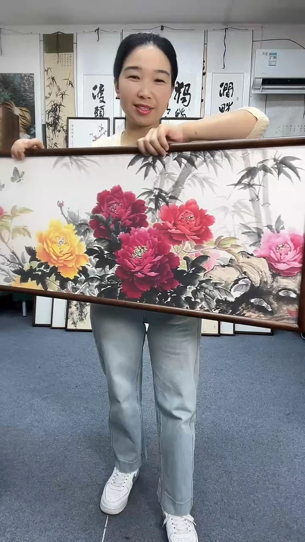 国画52*52实木画框京东包邮手绘