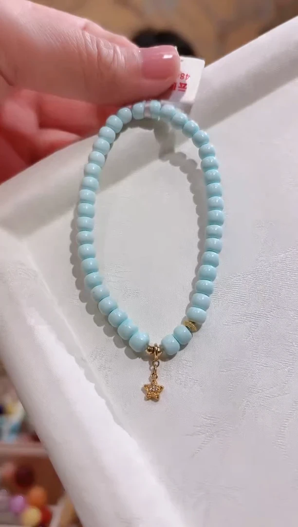 18K金镶嵌绿松石手链设计款手串