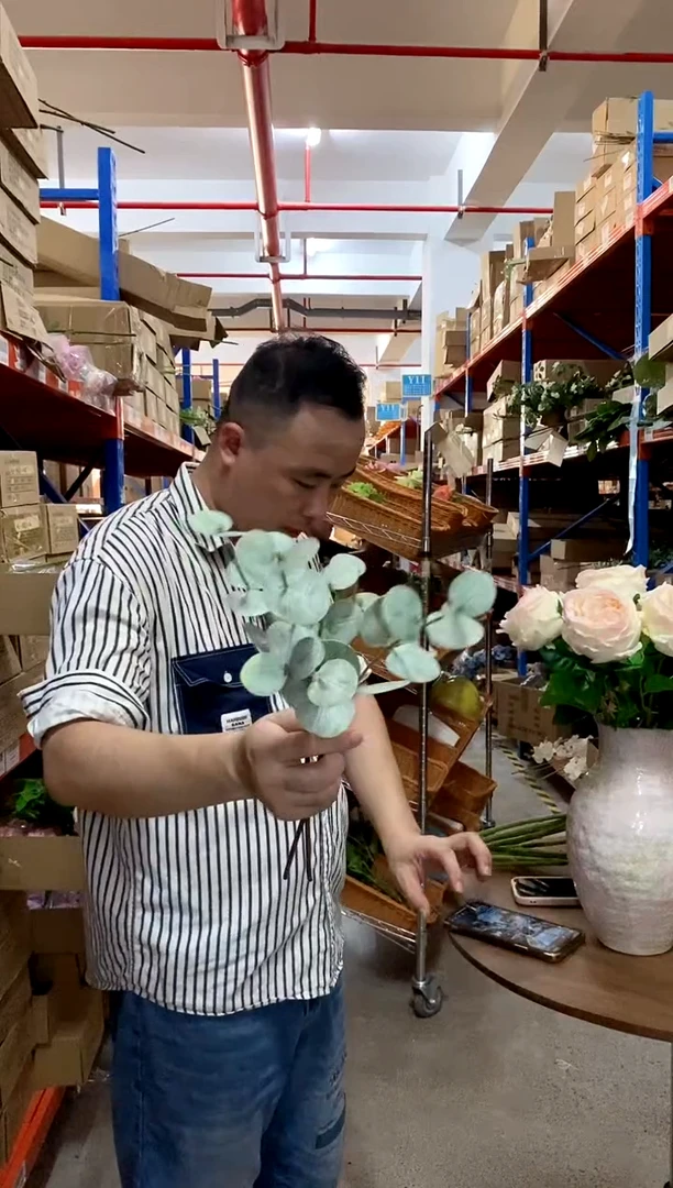 仿真花绿植清新3叉尤加利叶2枝