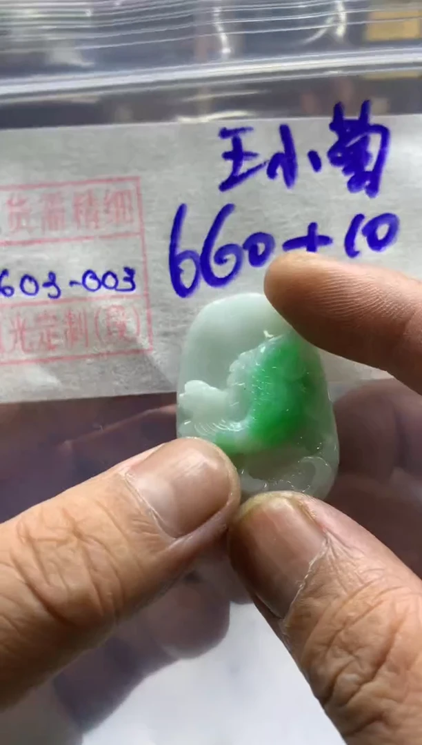 定制翡翠未镶嵌王小菊挂件670元毛货需精细抛光3#