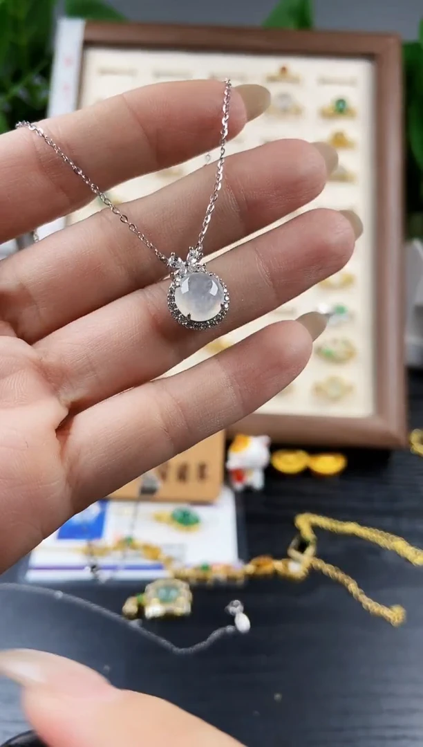 颈饰银S925镶嵌翡翠12