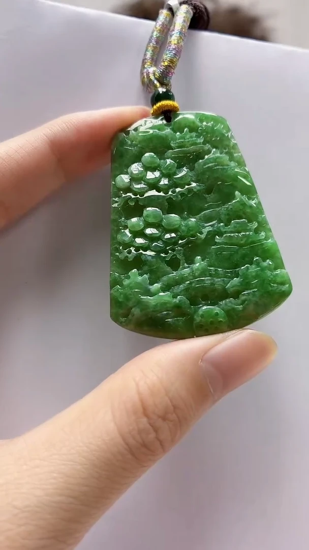 未镶嵌定制翡翠4688zm-毛货挂件山水14