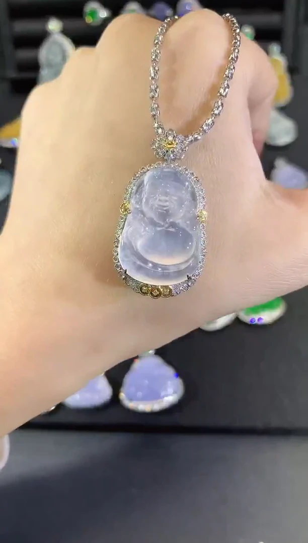 吊坠(不含链)18K金镶嵌翡翠87-米爷（不含链和扣