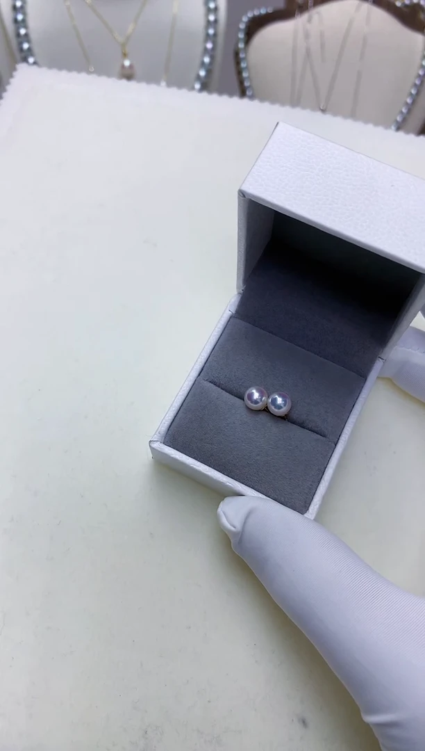 【闪购商品】海水珍珠饰品18K金镶嵌5-6素钉定制