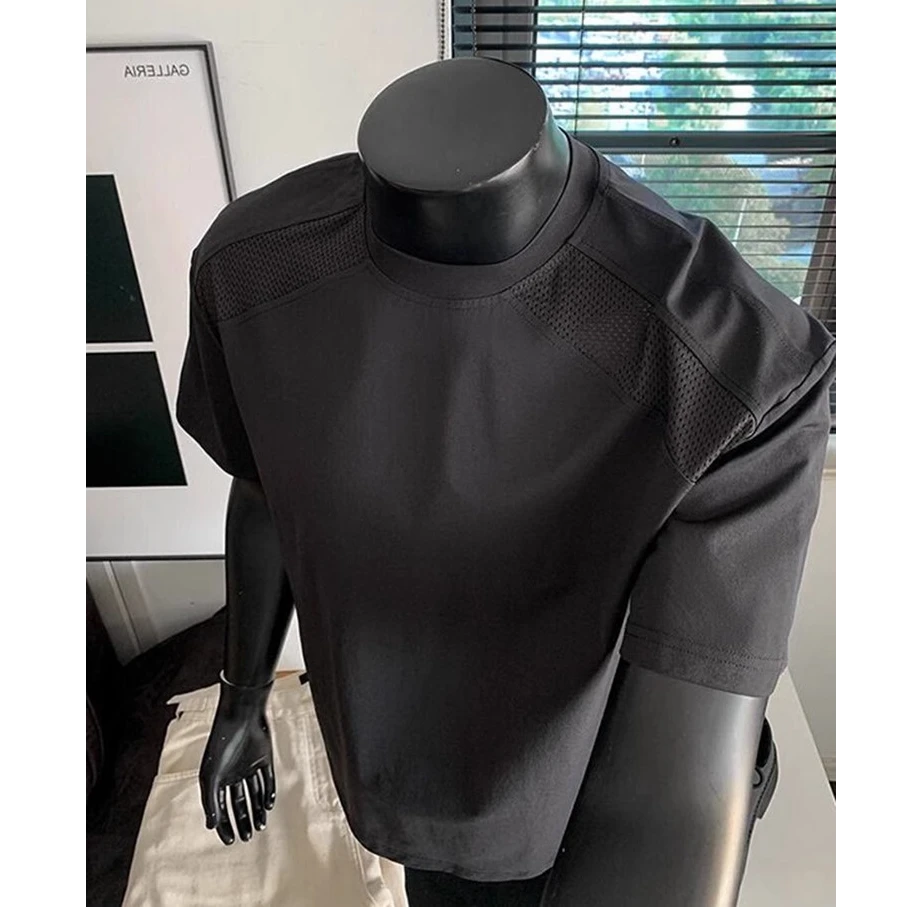 特大码300斤速干t恤男士夏季冰丝跑步运动短袖网眼透气凉感训练服