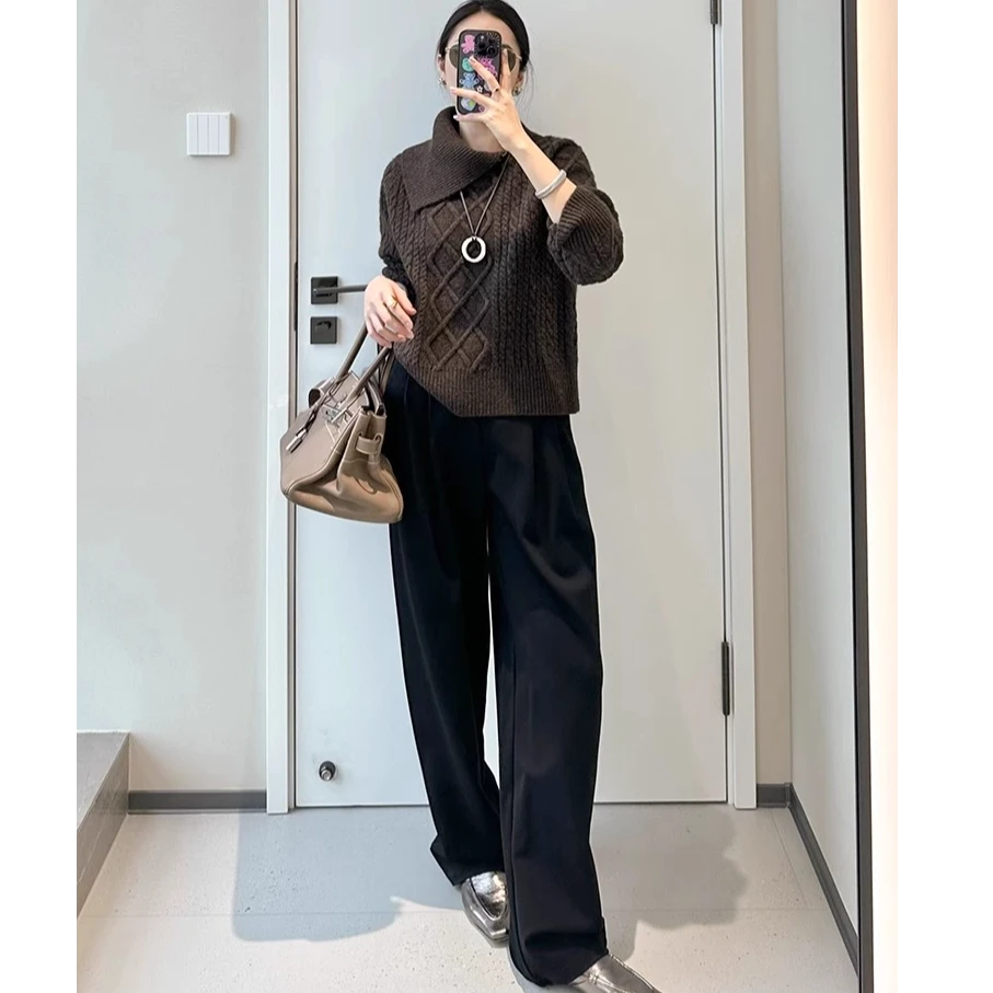 【特价捡漏】主编裤冬日版马赛高腰通勤OL西装裤宽松美洋MEIYANG