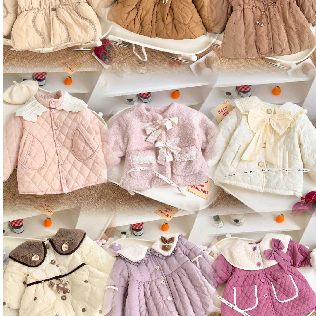 沫一女童2025新款女宝宝加厚棉衣外套小童洋气棉衣冬季棉袄服