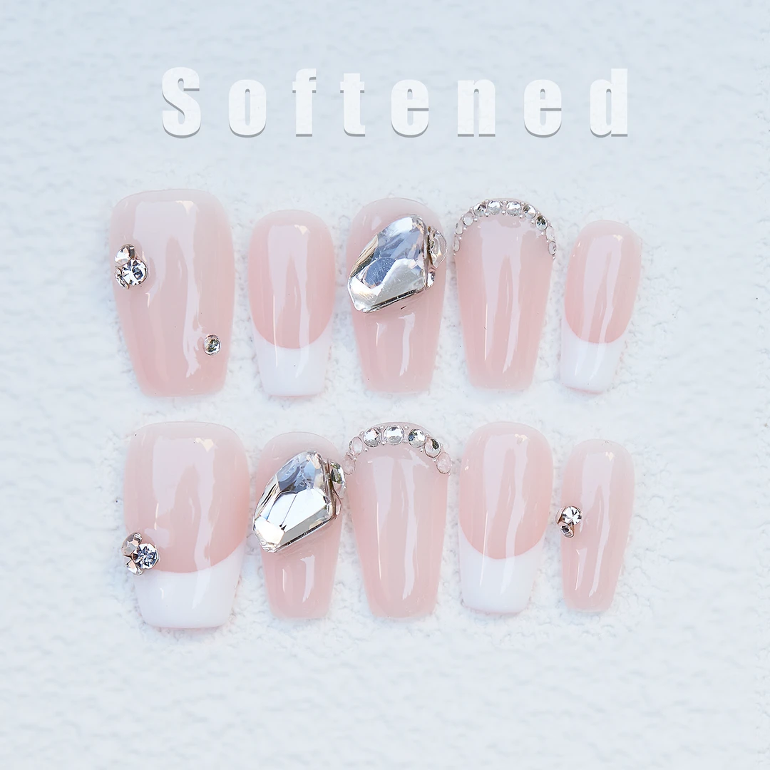 【梦中情人】纯欲风粉色锆石美甲轻奢法式高级手工穿戴甲