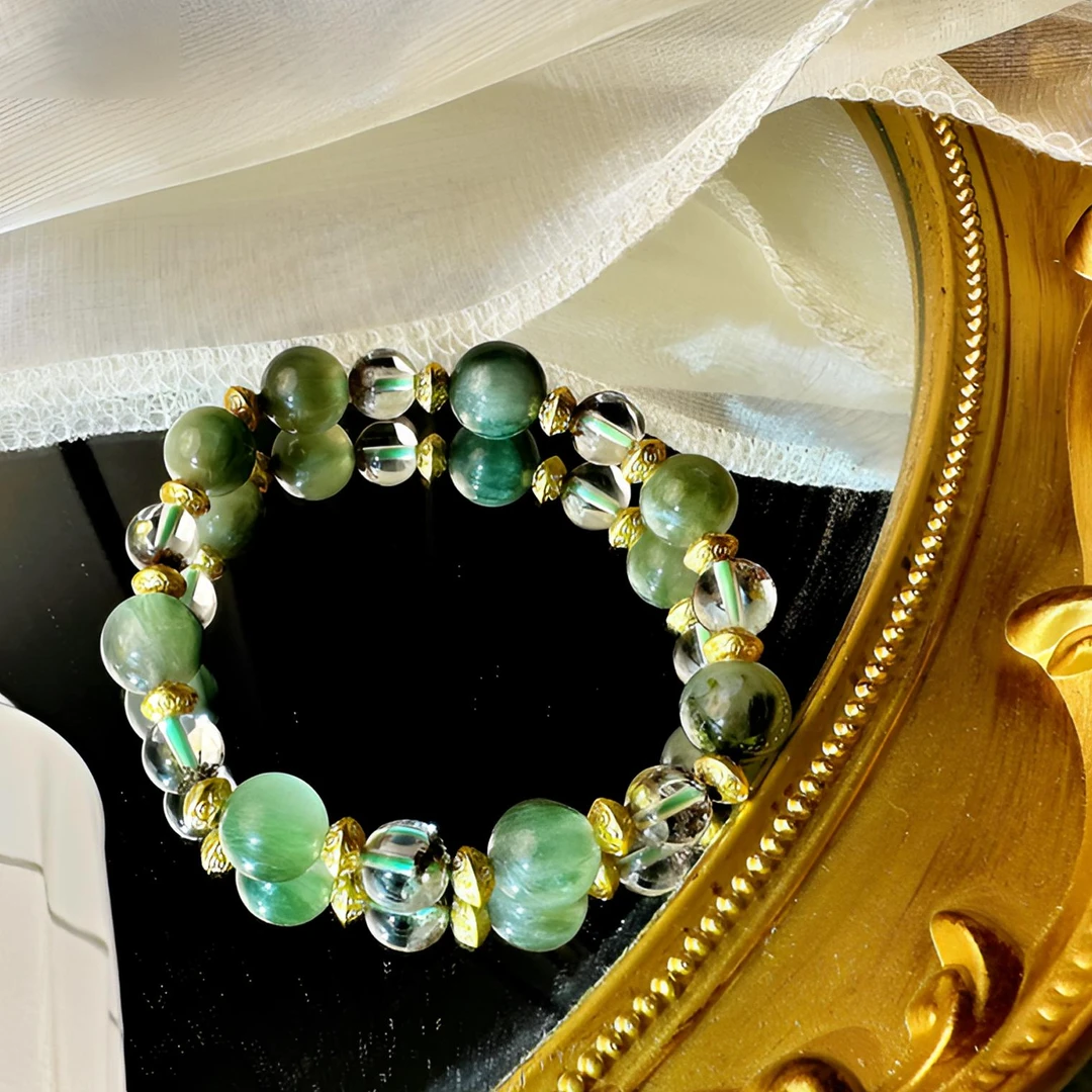 【招财聚宝】原创设计绿幽灵聚宝盆+绿发晶水晶手串多样性发一