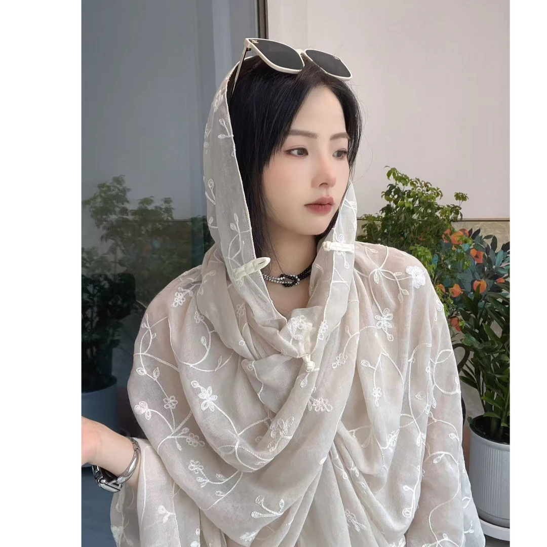 【高定刺绣】防晒夏季长方形透气长巾古风薄款时尚披肩拍照旅游披肩