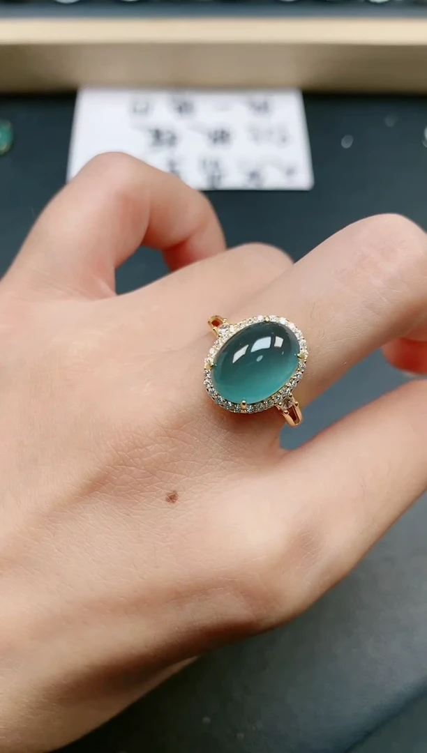 翡翠戒指银S925镶嵌11111
