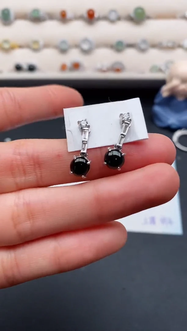 银S925镶嵌戒指翡翠缅甸天然A货翡翠22  5-10