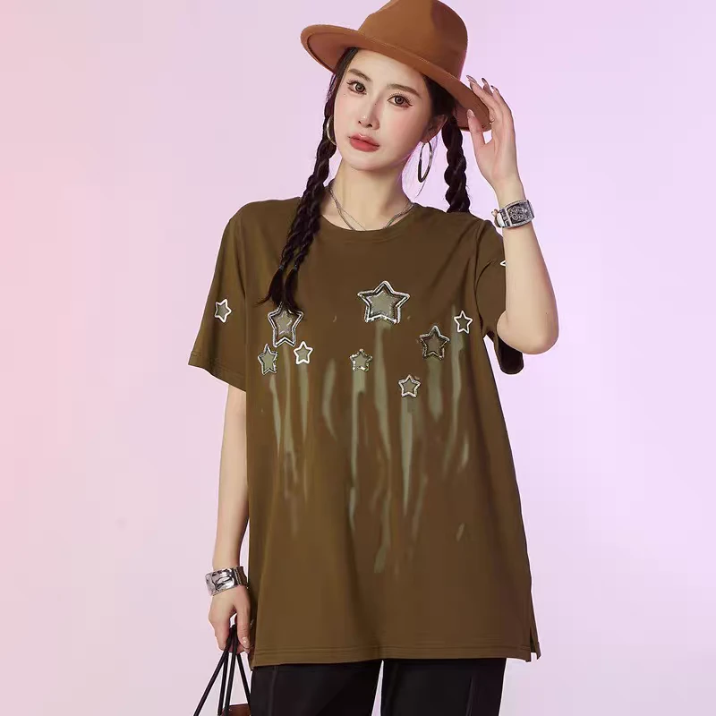 大码女装胖mm韩版减龄宽松显瘦T恤上衣6862
