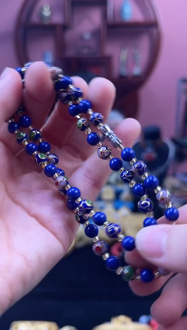 非遗 景泰蓝 项链 0.6 宝蓝