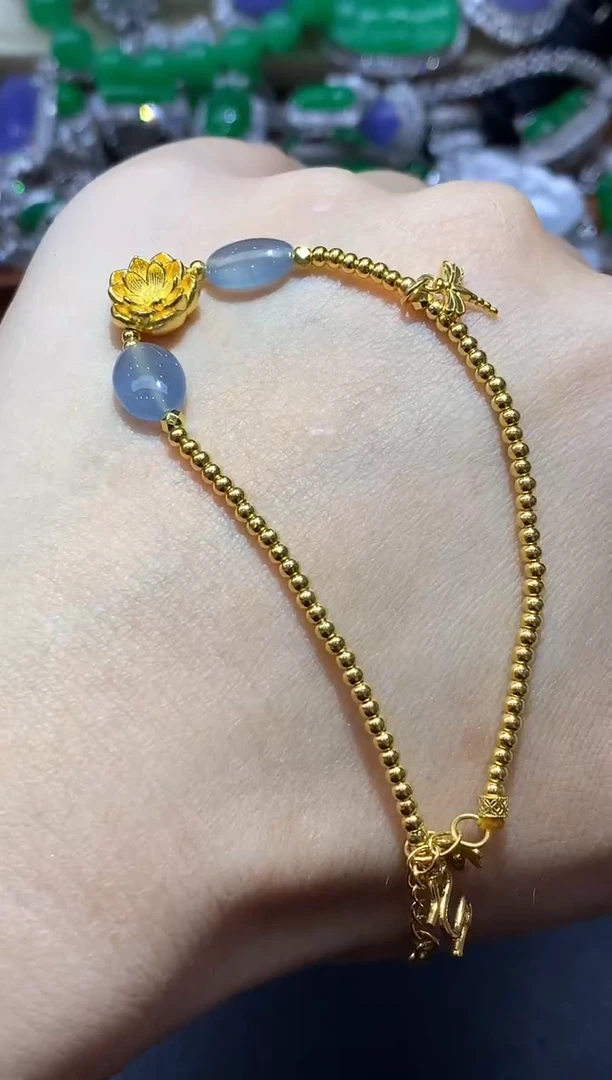 足金镶嵌手链翡翠397-中国好珍宝