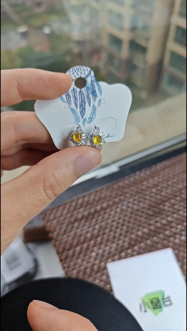 【闪购商品】翡翠耳饰银S925镶嵌翡翠耳饰S925银镶嵌