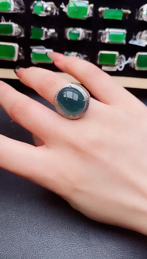 翡翠戒指银S925镶嵌80000
